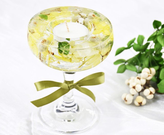 ゼリー ドライフラワー ガラスキャンドルホルダー クリスマス