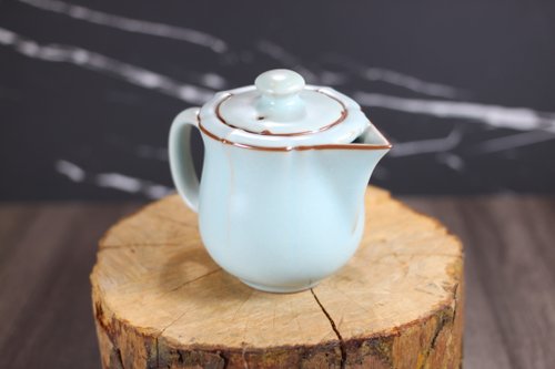 自然釉文創工作室 【我愛媽媽】天青 汝窯茶壺 幸福茶具 名家葉敏祥作品