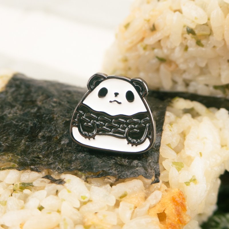 パンダおにぎりエナメルピン - ブローチ - 金属 ホワイト