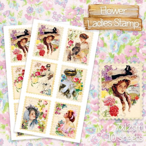honne market Flower Lady Stamp Sticker (honne market)