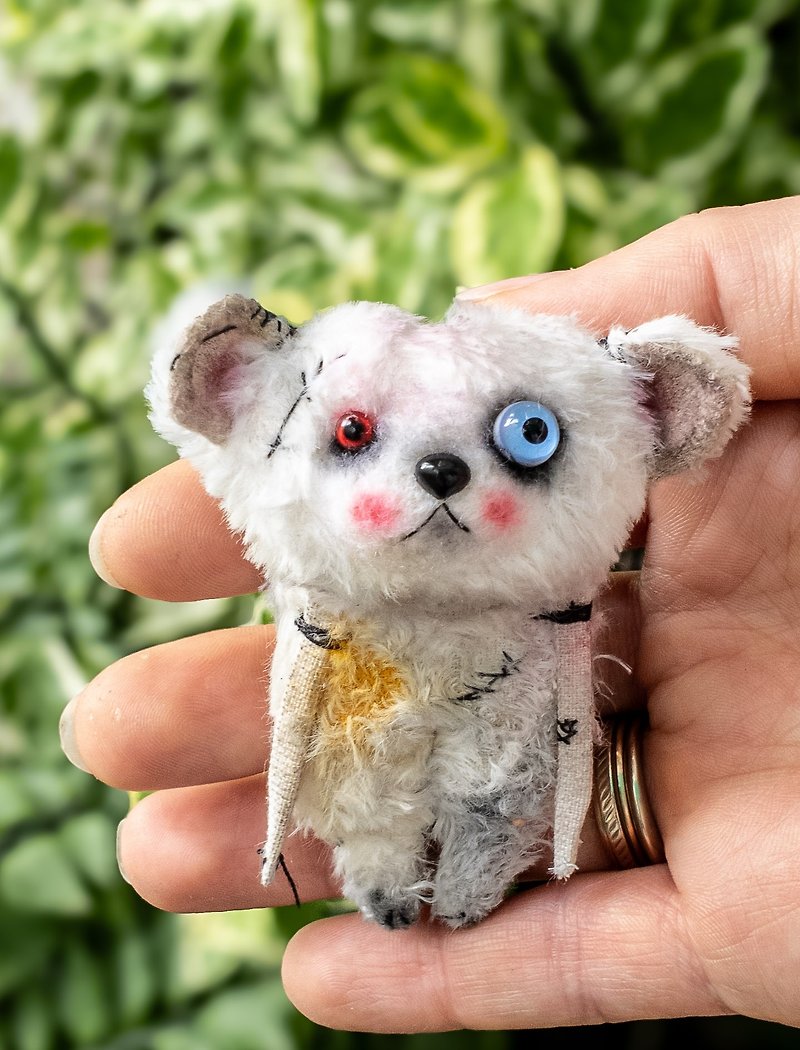 OOAK Cute weird mini Teddy Bear by Yumi Camui - Stuffed Dolls & Figurines - Other Materials White
