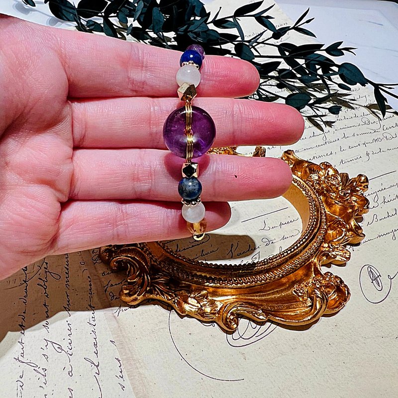 carina accessories 紫水晶平安扣客製化手鍊 生命靈數 飾品 - 手鍊/手鐲 - 水晶 紫色