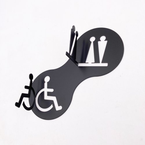 YCY：設計款信箱、金屬製品、設計傢俱、魔劍、妖刀，提供頂精緻的好選項 正面側面都可看到標示 雙生款不鏽鋼廁所標示牌無障礙殘障標示牌