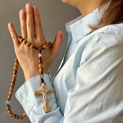 Holy Land blessing 來自聖地的祝福 天主教玫瑰經念珠項鍊 聖本篤祈禱 橄欖木 車用吊飾 暢銷款 80061