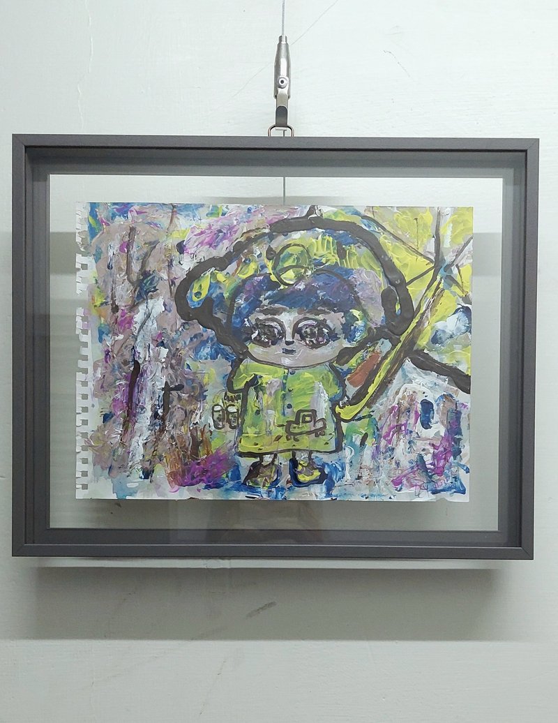 原畫 雨天與熱珍奶 - 海報/掛畫/掛布 - 紙 黃色