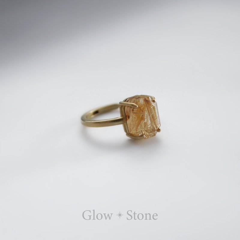 GLOWSTONE Blonde Quartz/Rutile Bronze Ring - General Rings - Crystal Yellow