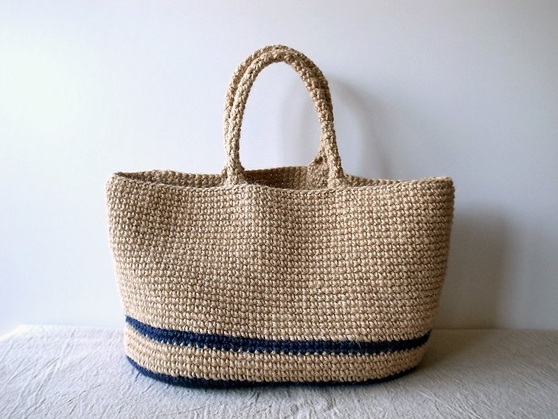 Magazine bag NavyLine L - Handbags & Totes - Cotton & Hemp Blue