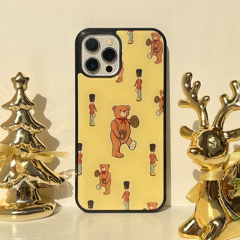 【Christmas Package】 Marching Teddy: Butter Yellow Phone Case - Phone Cases - Rubber 