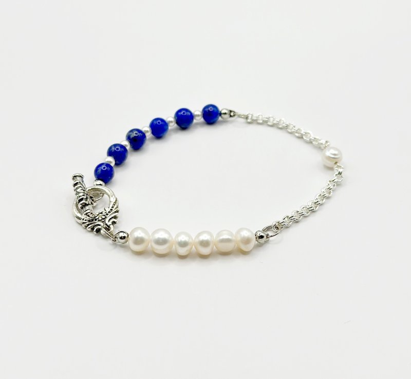 Doris Doris~Tranquility Sea Series Lapis Lazuli Natural Pearl Bracelet~Customized Gift Recommendation - Bracelets - Jade Blue