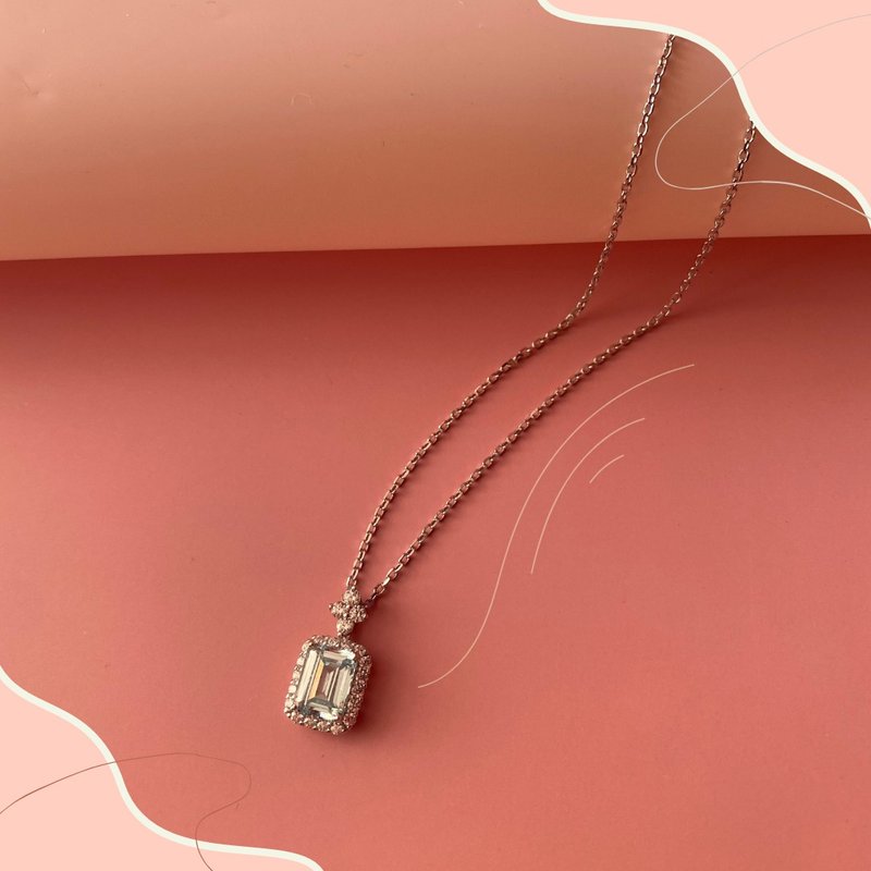 Ice Glacier ネックレス/925 スターリングシルバー、18K ホワイトゴールドメッキ/キュービック石 - ネックレス - スターリングシルバー ブルー