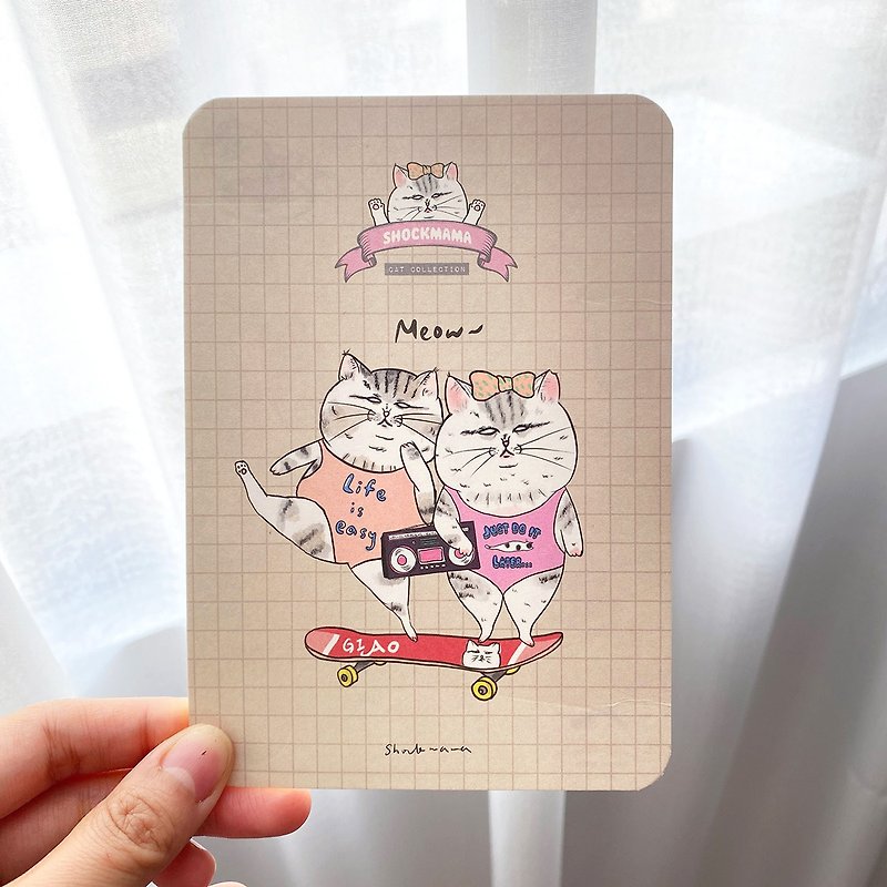 skateboard meow meow postcard - การ์ด/โปสการ์ด - กระดาษ สีกากี