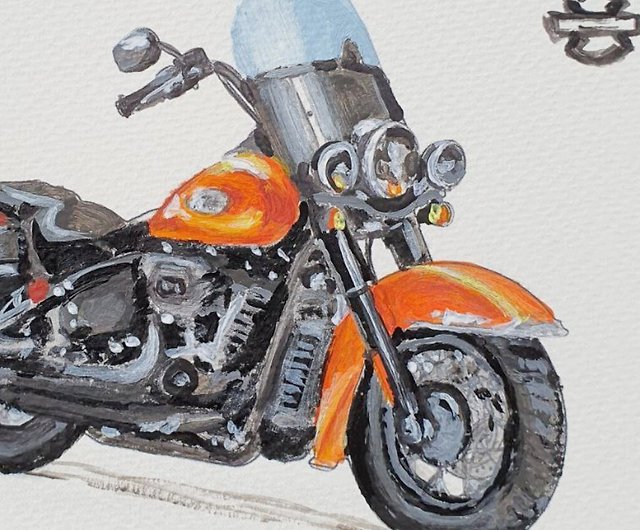 ハーレーダビッドソン ポストカード オリジナル アート バイク 2023 ヘリテージ クラシック ペインティング - ショップ  marina-fisher-art ポスター・絵 - Pinkoi