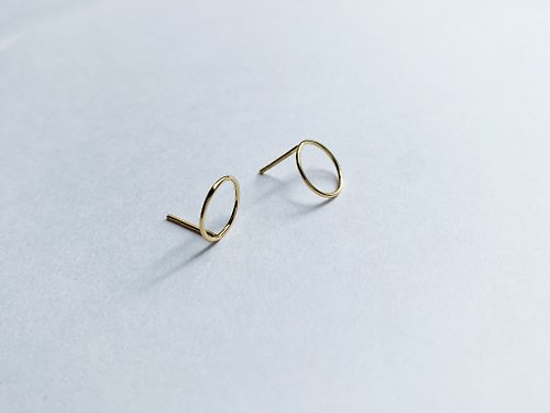 yuting jewellery 圓形線條耳環-一對(純銀 鍍18k金)/可改夾