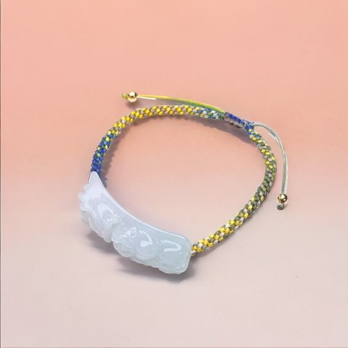 瓔珞珠寶盒 E.L.Jewelry Box 冰糯種雕花貔貅編織手鍊 | 天然緬甸翡翠A貨 | 送禮