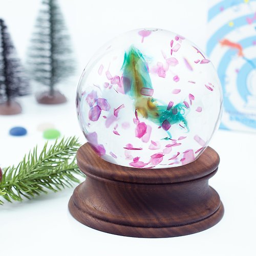 海琉生態藝術工作室 透明標本 魚鱗雪花水晶球 共2款 魚類標本 聖誕禮物