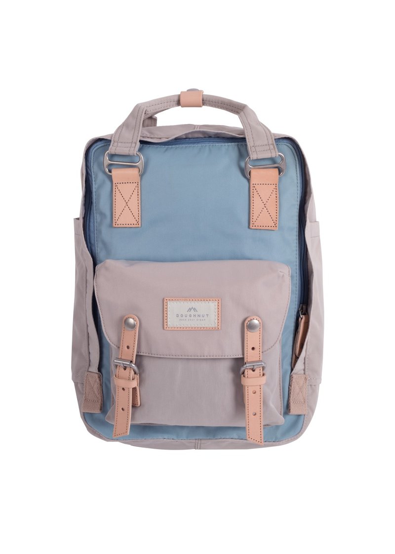 【DOUGHNUT】14-inch water-repellent backpack with macaron water bottle compartment for daily use - light blue x ivory - Backpacks - Nylon Multicolor