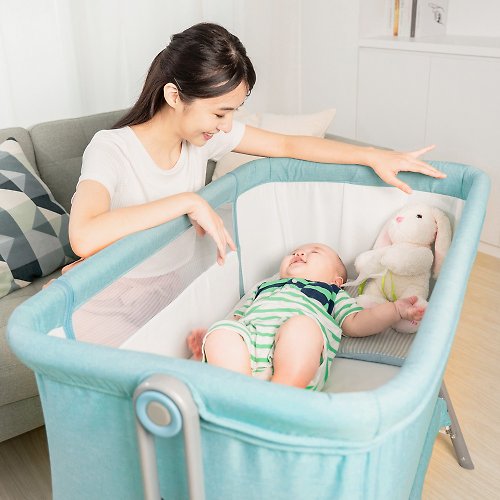KIDMORY 多功能可調式床邊床(附床墊收納袋 可攜式 嬰兒床KM-526)