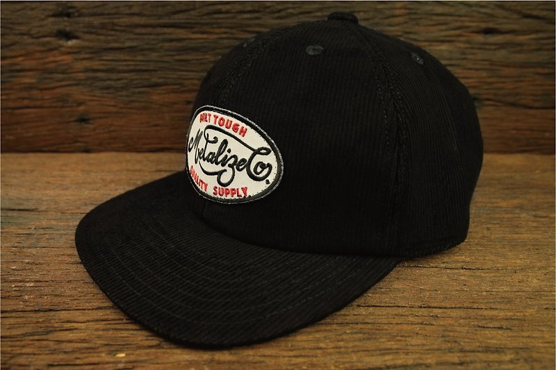 [METALIZE] "Sketch Patch" Black Corduroy Vintage Six Caps - Hats & Caps - Cotton & Hemp 