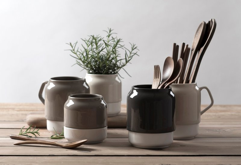 Korean-made TACKAON tableware storage jar-S (without handle) - เครื่องครัว - เครื่องลายคราม สีเทา