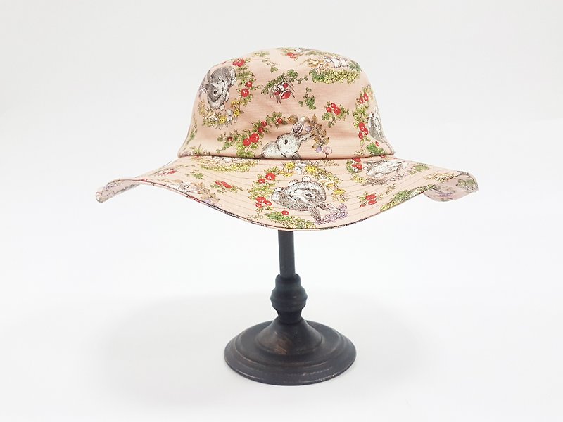 法式浪漫大盤帽-粉嫩英國兔 #夏日遮陽 #限量款 - 帽子 - 棉．麻 粉紅色