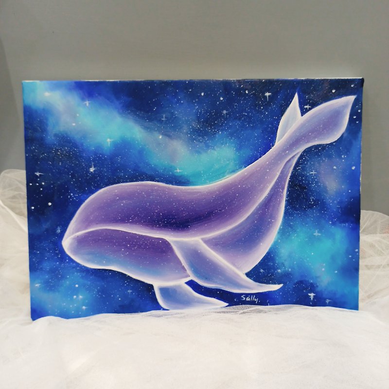 Oil painting class painting-Lonely 52 Hz whale starry sky - Illustration, Painting & Calligraphy - Cotton & Hemp 