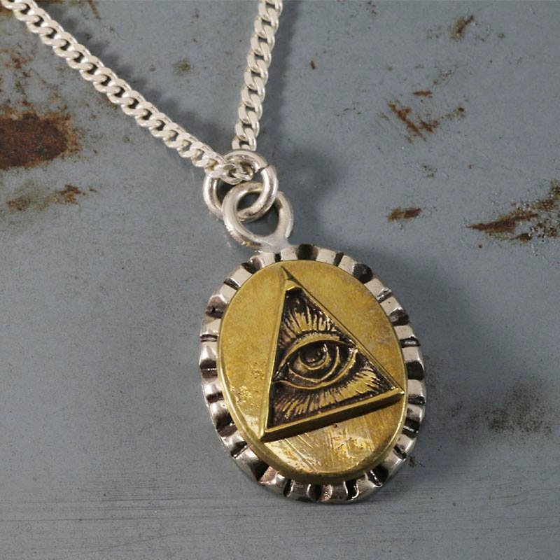 Pendant Necklace Mexican Biker silver freemason illuminati triangle masonic men - Necklaces - Other Metals Silver