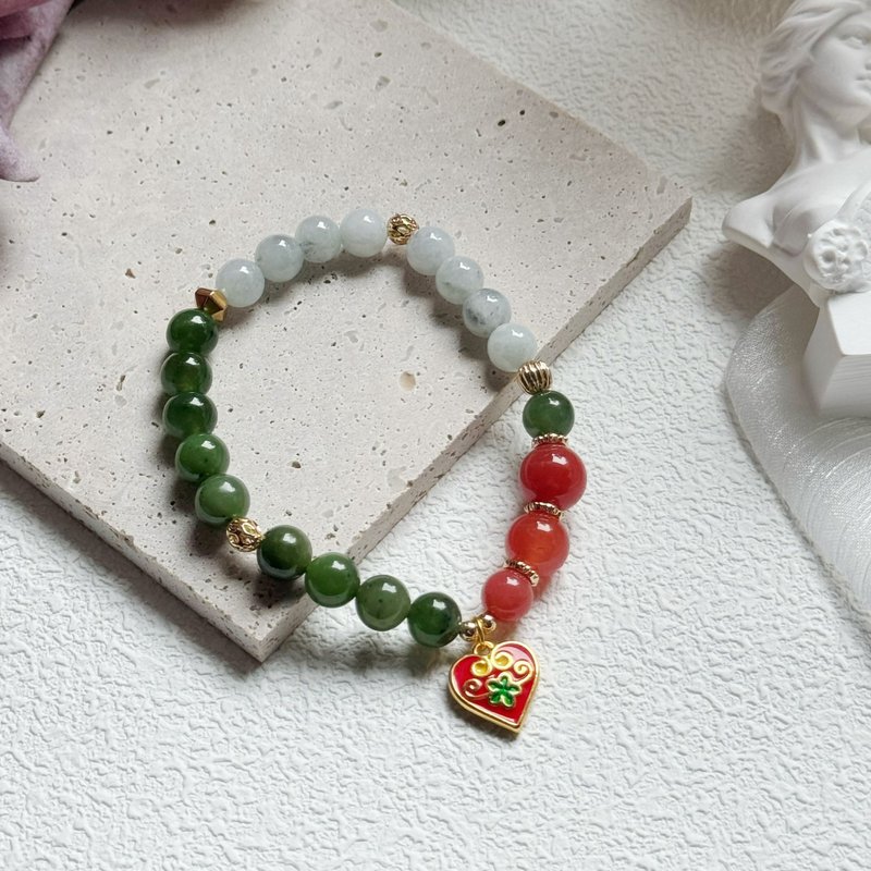 AZ-Jasper Jade Beads Southern Red Agate Design Bracelet - สร้อยข้อมือ - เครื่องเพชรพลอย 