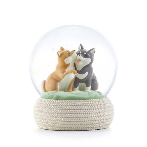 JARLL 讚爾藝術 友愛相伴 水晶球擺飾 生日情人聖誕交換彌月療癒禮物寵物柴犬狗