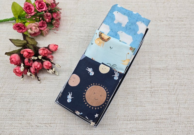 純棉紗布手帕/口水巾/小方巾 - 圍兜/口水巾 - 棉．麻 藍色