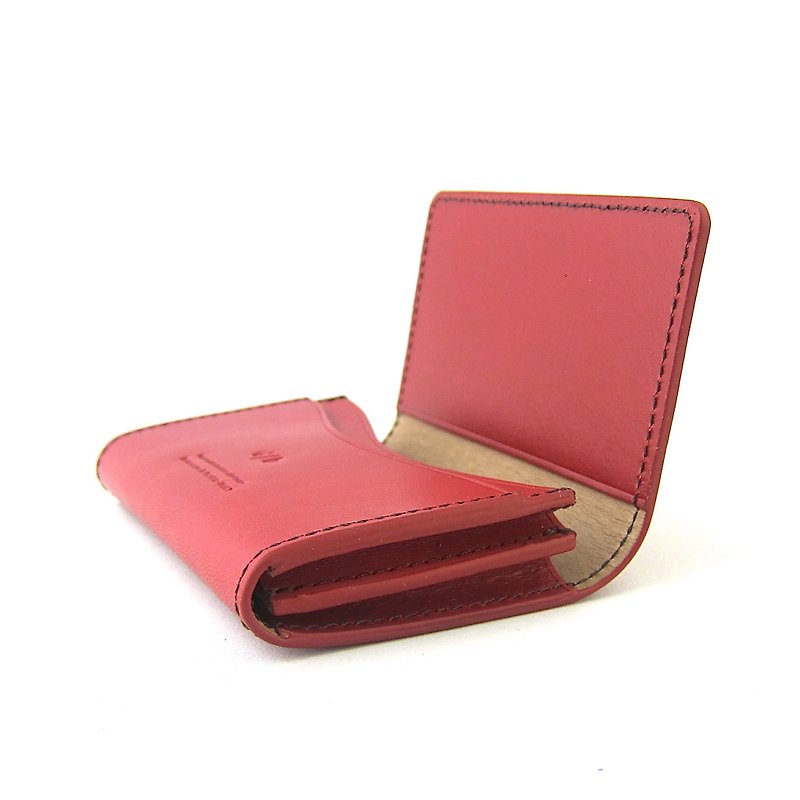 真皮 名片夾/名片盒 紅色 - 2 pocket business card case card case simple large capacity genuine leather Italian vachetta leather vegetable tanned leather