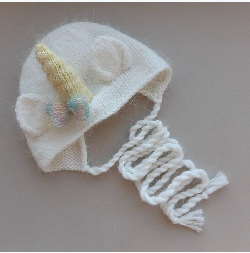 Unicorn newborn bonnet  knitting pattern - เย็บปัก/ถักทอ/ใยขนแกะ - วัสดุอื่นๆ 