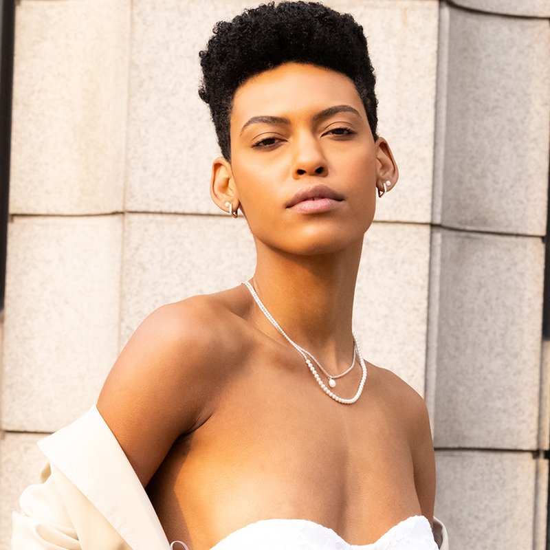 PEARL BB TENNIS NECKLACE - 項鍊 - 純銀 白色