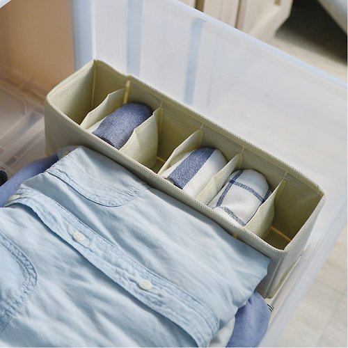 日本霜山 SHIMOYAMA 日本霜山 衣櫃抽屜用6小格分類收納布盒-面寬9cm-2入