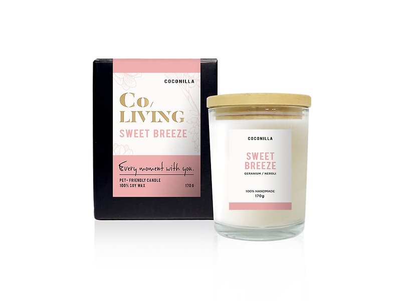 CoLiving Good Life [Sweet Breeze Sweet Breath] 100% Natural Essential Oil Soy Candle - Candles & Candle Holders - Wax White