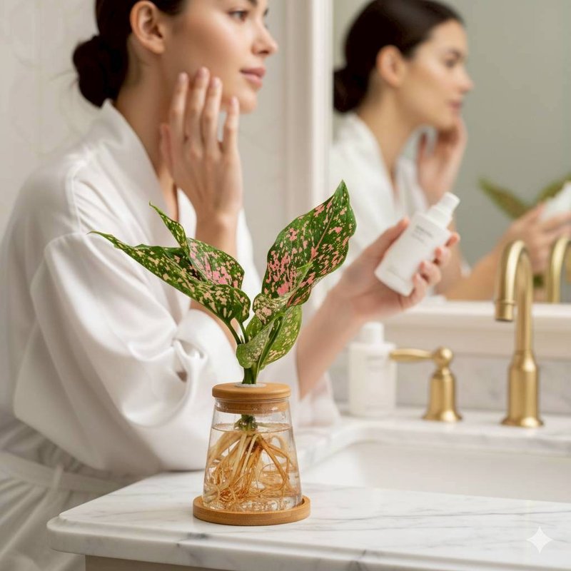 大麥町粗肋草 三角水耕盆栽 室內植物 觀葉植物 禮物 水培 辦公室 - 盆栽/植栽 - 植物．花 綠色