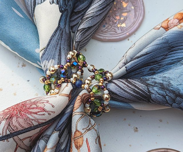 Moonlight and Iris] Silk scarf buckle/glazed lapis lazuli weave - Shop  Between The Mist Other - Pinkoi