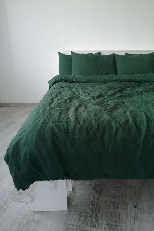 True Things Forest green linen duvet cover /Softened linen / Comforter cover / Quilt cover