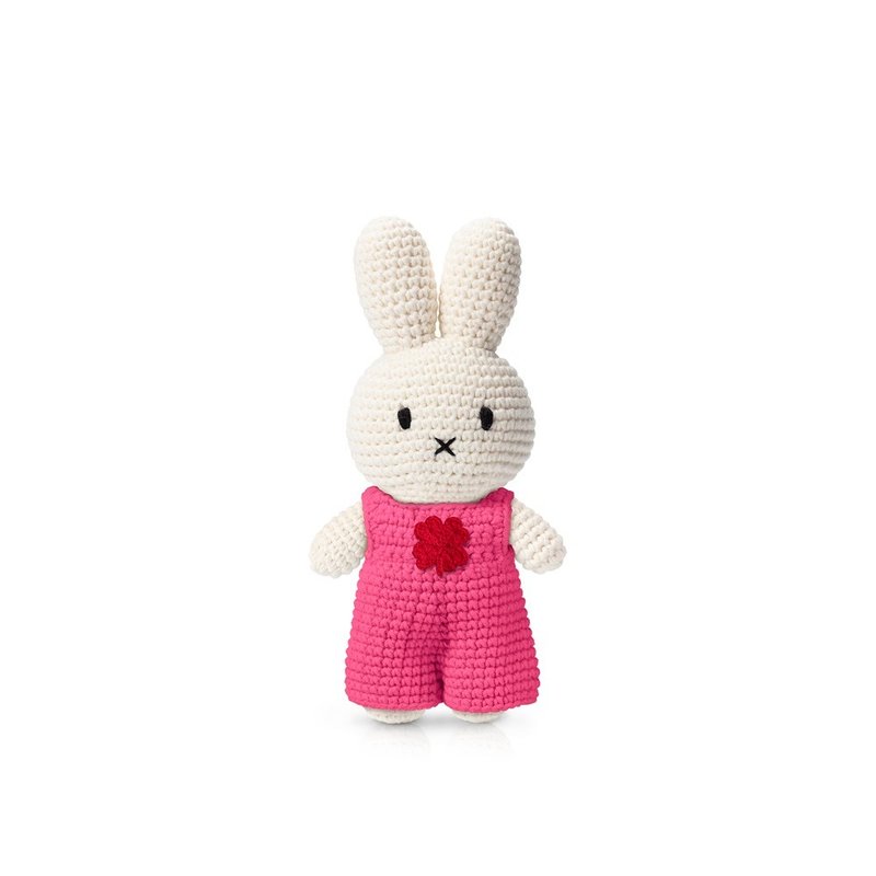 Just Dutch | Miffy handmade and her pink clover jumpsuit - ตุ๊กตา - ผ้าฝ้าย/ผ้าลินิน สีแดง