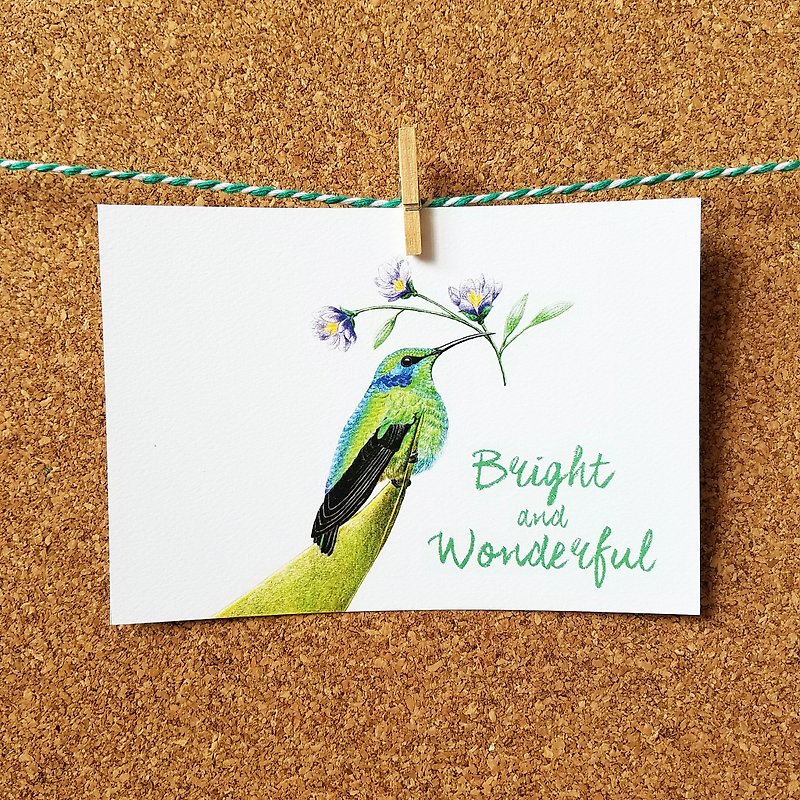 Postcard-Hummingbird - การ์ด/โปสการ์ด - กระดาษ สีเขียว