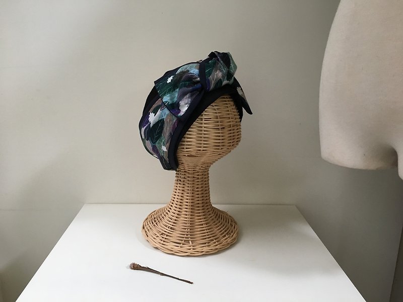 Feather tree-Japanese style tie headband ヘアバンド - Headbands - Cotton & Hemp 