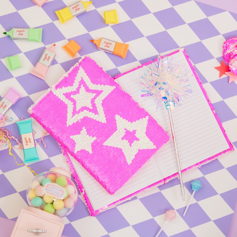 Star Sequins Notebook Bright Silk Ball Pen Set - Notebooks & Journals - Other Materials 