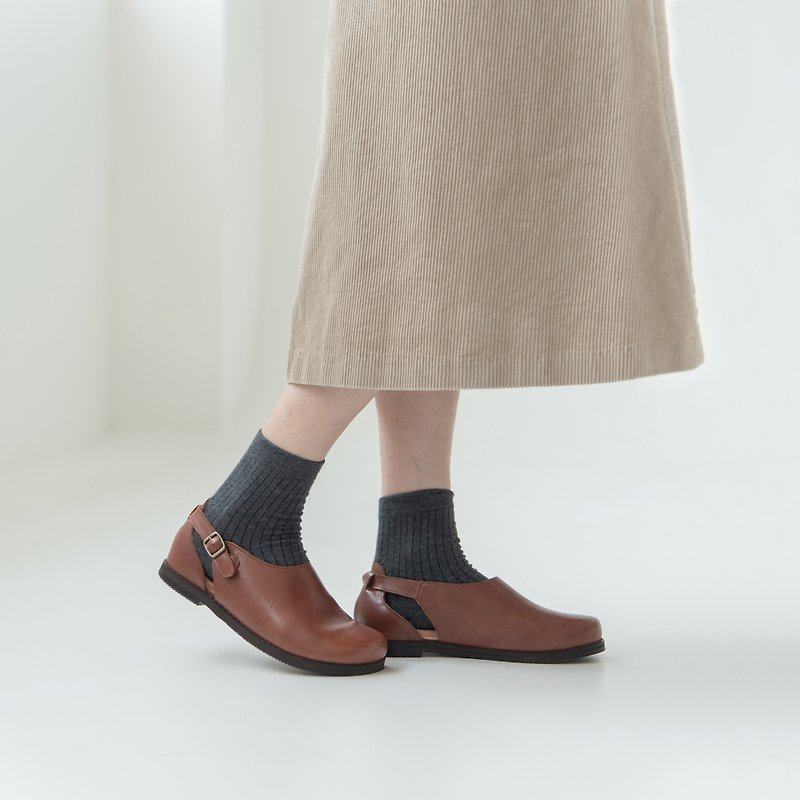 Grilled Mantou_ Chestnut Sauce - Women's Leather Shoes - Genuine Leather Brown