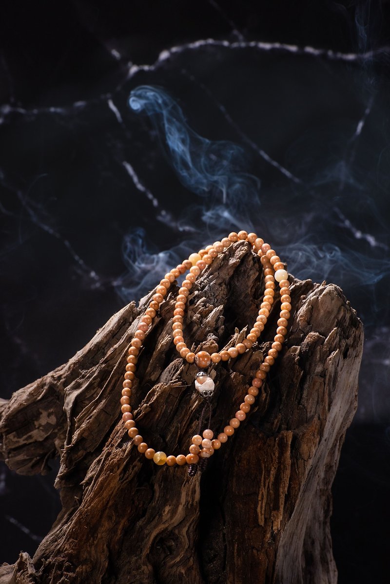 Dragon Palace relic energy ore 108 rosary beads to attract wealth, keep wealth and wealth, prevent villains, noble people - Long Necklaces - Gemstone Orange