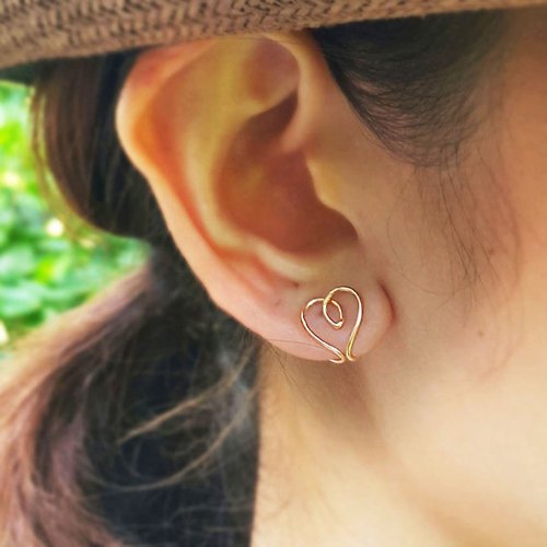 pilantha-jewelry 心形夾式耳環 鍍銀真金 極簡耳夾 耳夾 真銀夾式耳環