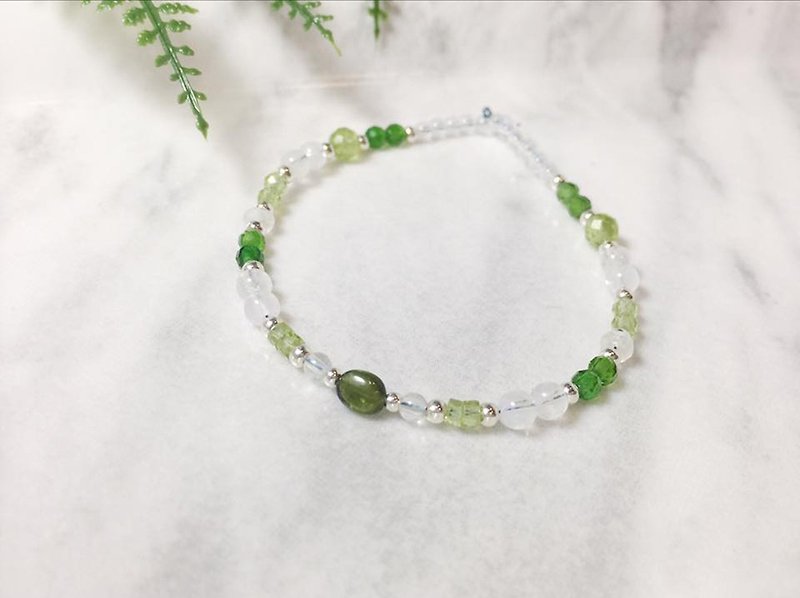 MH sterling silver natural stone custom series _ green tourmaline - Bracelets - Gemstone Green