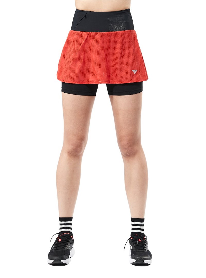 【SUPERACE】ZERO-FRICTION 2-IN-1 TRAIL SKORTS / WOMEN/ORANGE - Women's Sportswear Bottoms - Nylon Red