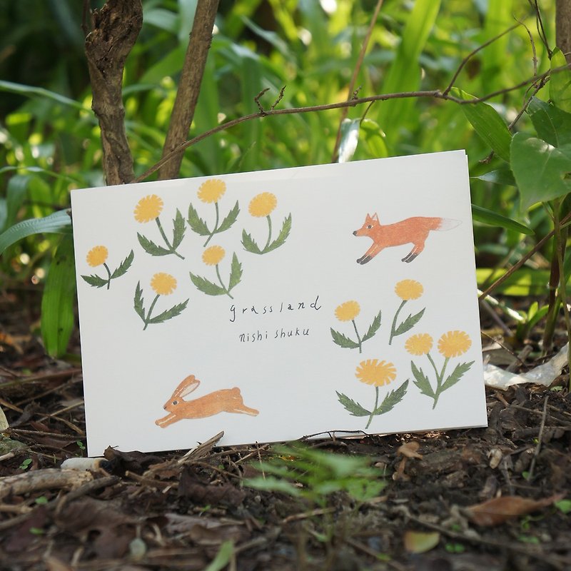 myZakka} Little things illustrator leaf bookmarks Japan made universal card _ love fox and rabbit - Cards & Postcards - Paper 