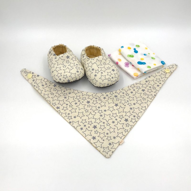 米星星-彌月寶寶禮盒(學步鞋/寶寶鞋/嬰兒鞋+2手帕+領巾) - 滿月禮物 - 棉．麻 多色