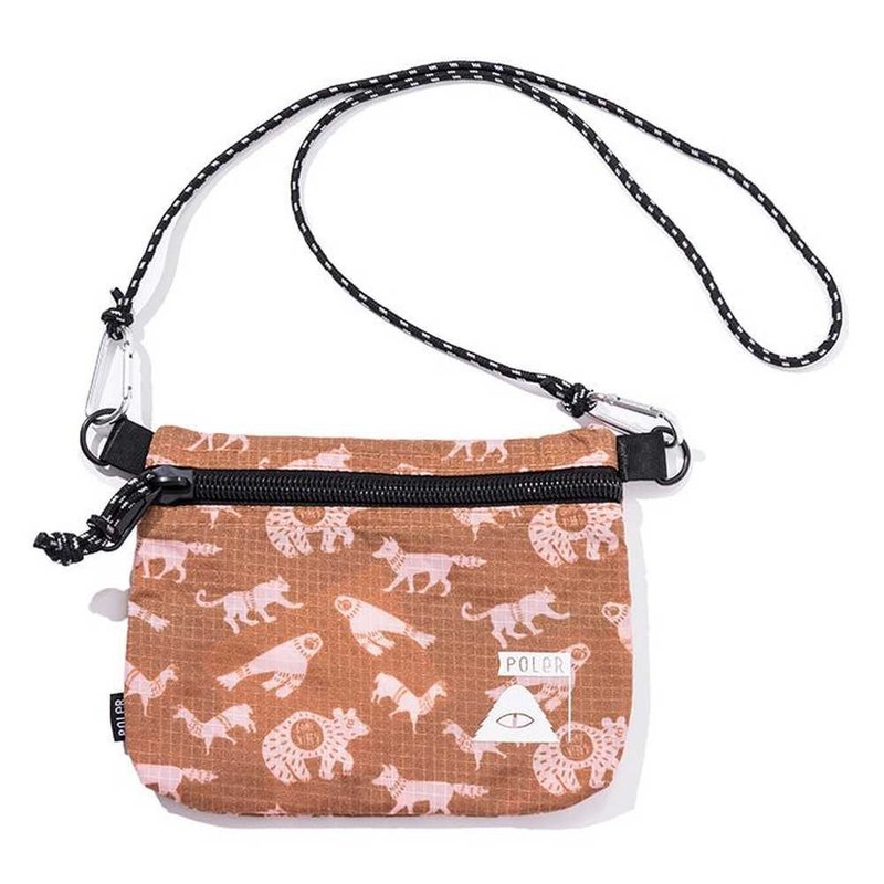 Japan limited POLER STUFFABLE POUCH 2023 new version lightweight bag storage bag printed Brown - กระเป๋าแมสเซนเจอร์ - ไนลอน สีกากี