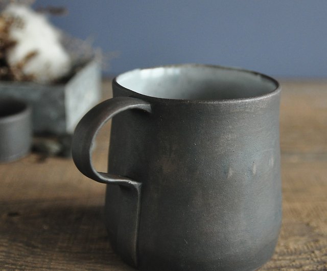 手作り陶器カップ-コーヒーカップ|マットラストアイアンブラック 